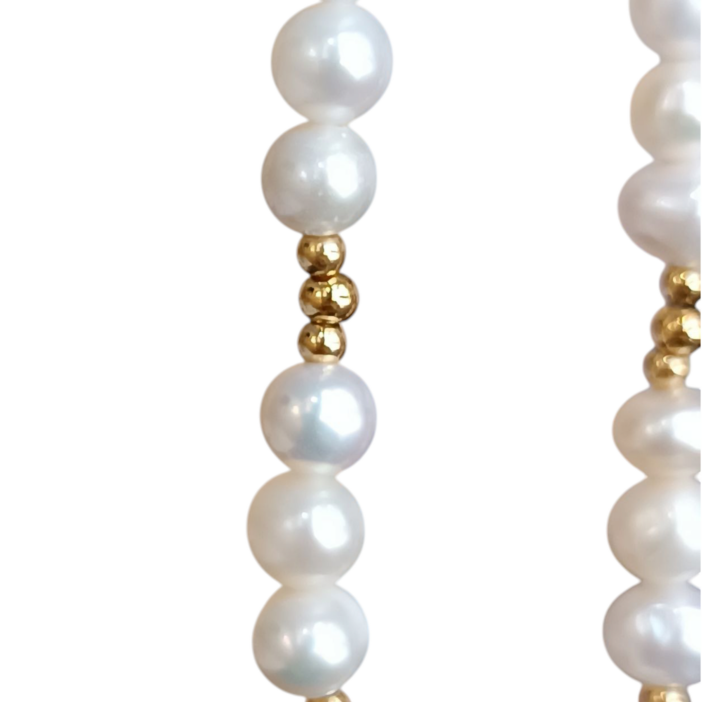 Collar triple perla blanca y dorada