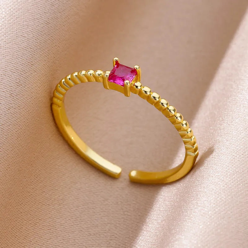 ANILLO FUCSIA CUADRADO
