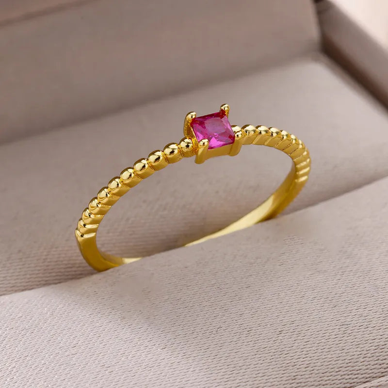 ANILLO FUCSIA CUADRADO