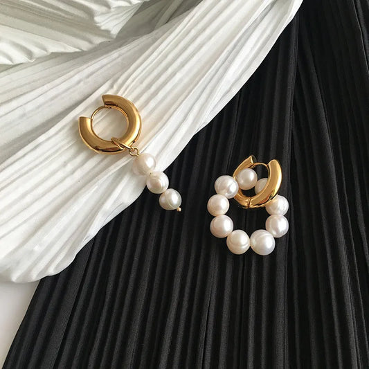 Pendientes desigual Perlas