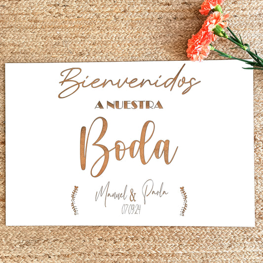 Cartel Bienvenidos a nuestra Boda