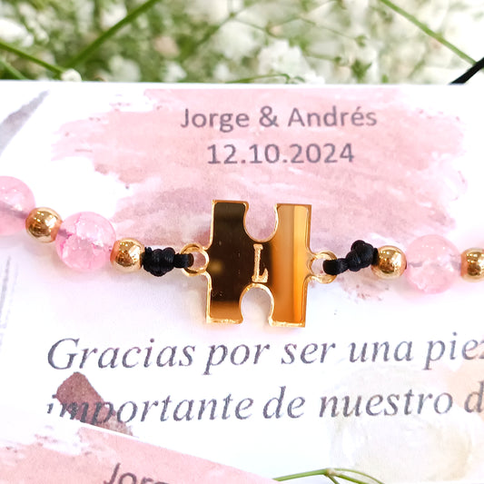 Pulsera con inicial en forma de pieza de puzzle