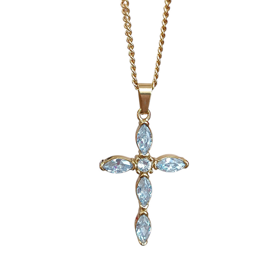 Collar cruz latina piedras