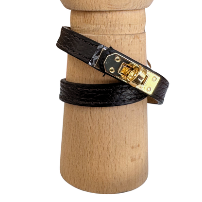 Pulsera piel cierre dorado