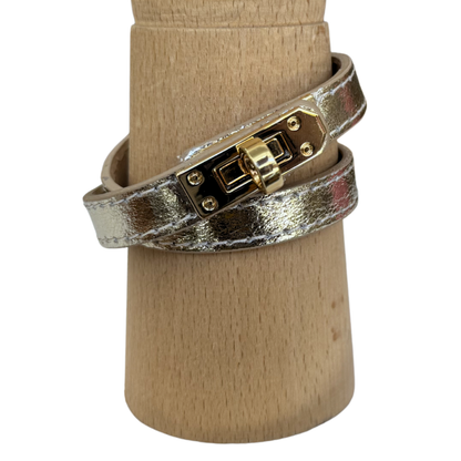 Pulsera piel cierre dorado