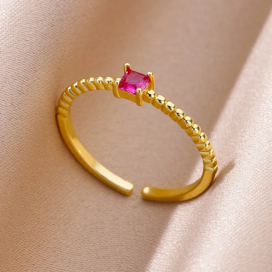 ANILLO FUCSIA CUADRADO