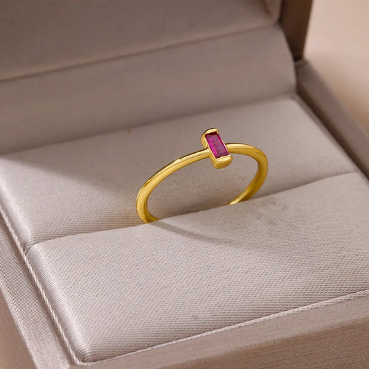 ANILLO FUCSIA RECTANGULAR
